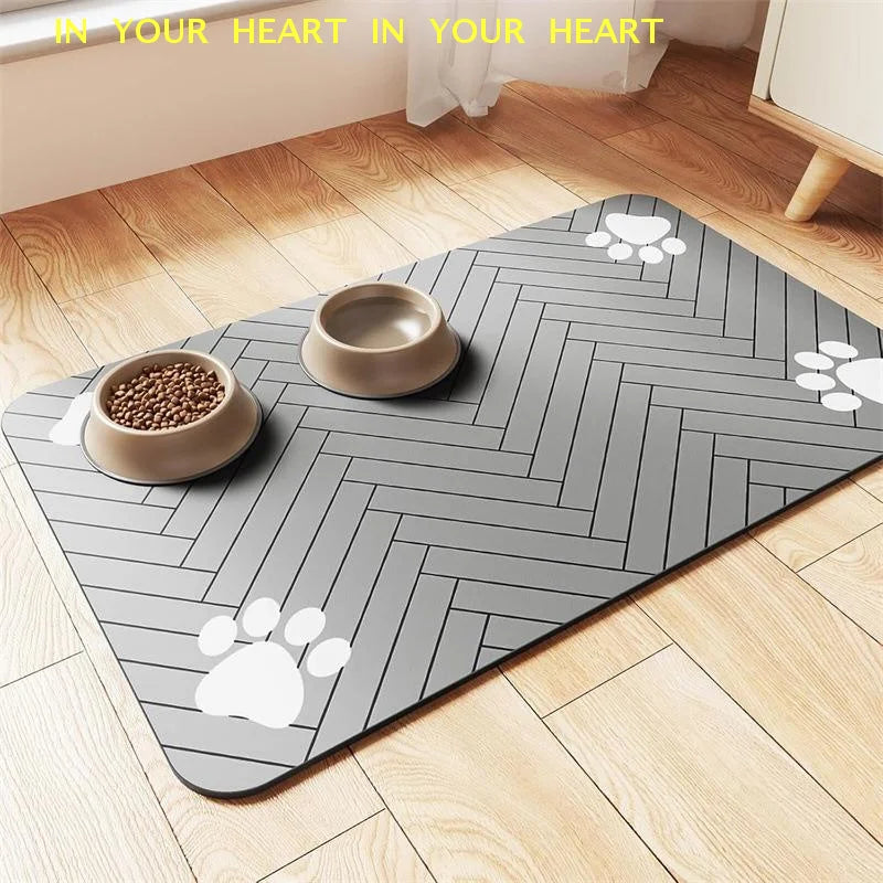 Diatomaceous Mud Absorbent Pet Placemat For Food And Water Bowl With Waterproof Quick-Dry Rubber Backing Non-Slip Home Pet Mat