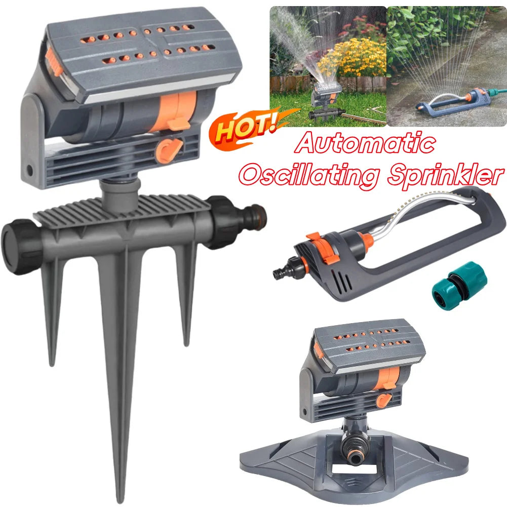 Oscillating Sprinkler Lawn Swing Sprinkler 16 Nozzles Garden Sprayer Adjustable Flow Watering Device for Plants Grasses Flowers