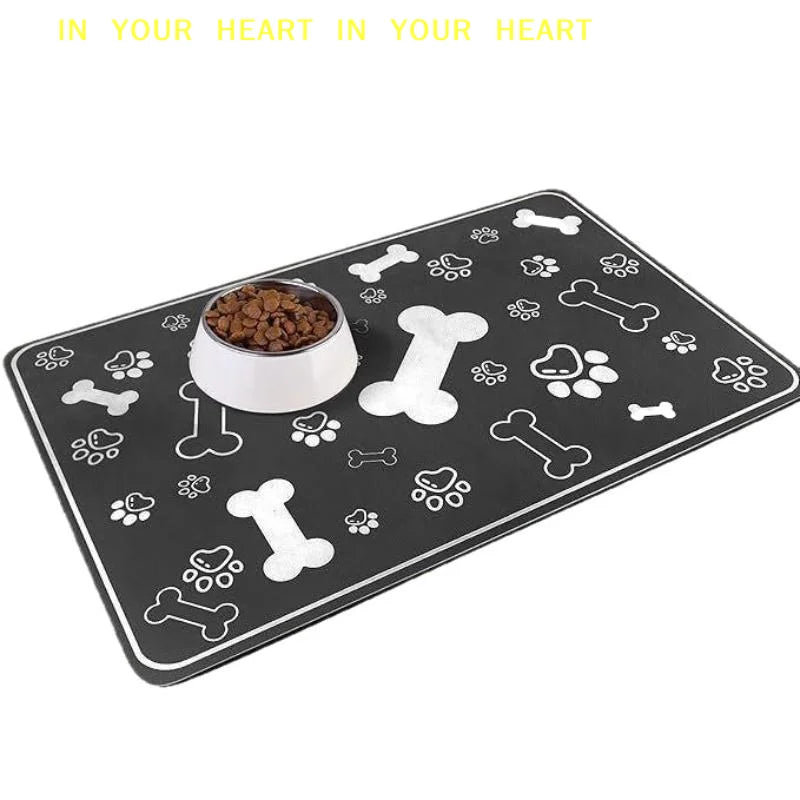 Diatomaceous Mud Absorbent Pet Placemat For Food And Water Bowl With Waterproof Quick-Dry Rubber Backing Non-Slip Home Pet Mat