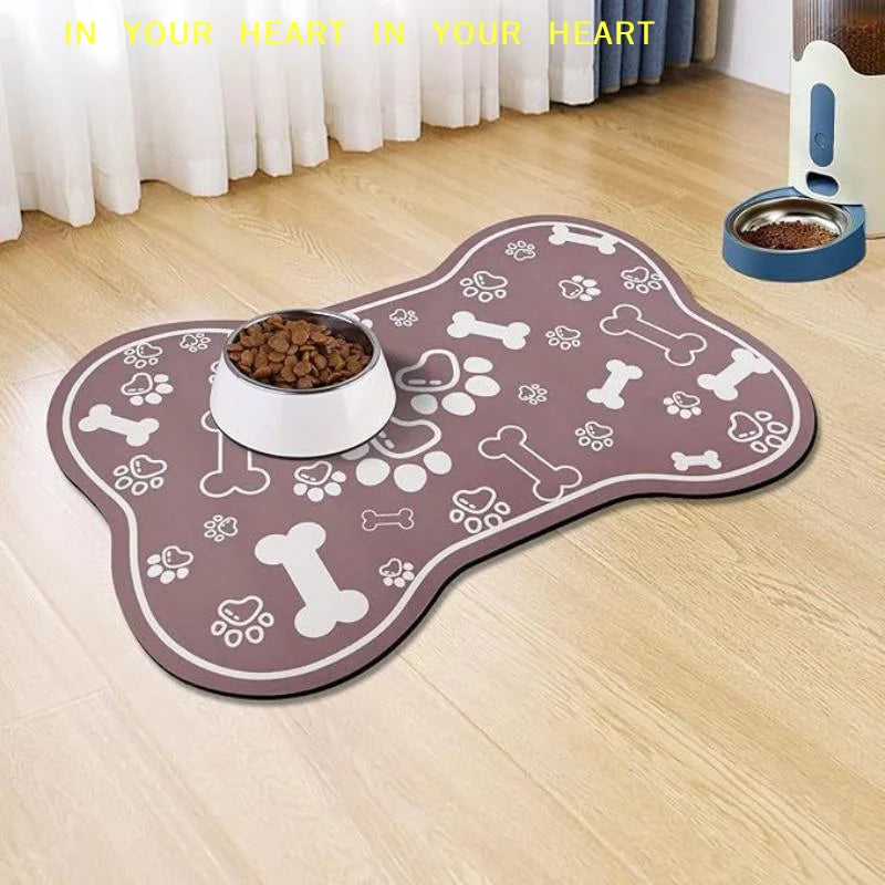 Diatomaceous Mud Absorbent Pet Placemat For Food And Water Bowl With Waterproof Quick-Dry Rubber Backing Non-Slip Home Pet Mat