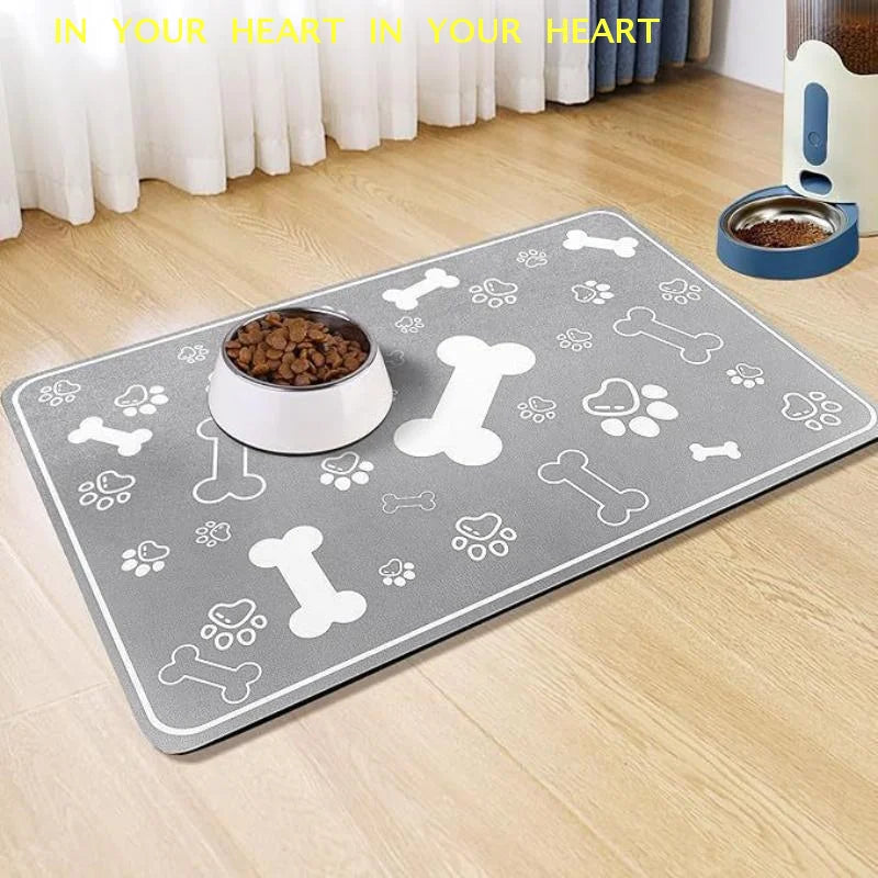 Diatomaceous Mud Absorbent Pet Placemat For Food And Water Bowl With Waterproof Quick-Dry Rubber Backing Non-Slip Home Pet Mat