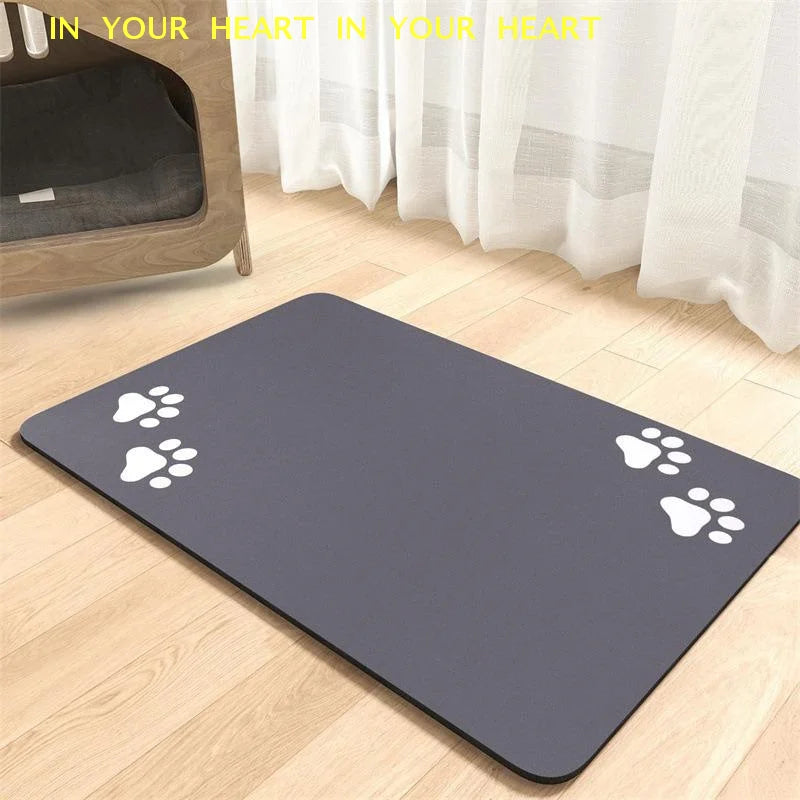 Diatomaceous Mud Absorbent Pet Placemat For Food And Water Bowl With Waterproof Quick-Dry Rubber Backing Non-Slip Home Pet Mat