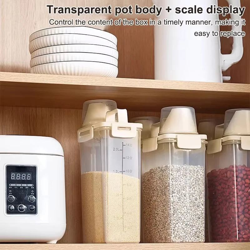 1PC sealed storage container 2.5L portable food storage box with lid suitable for storing grains, flour, rice in the kitchen