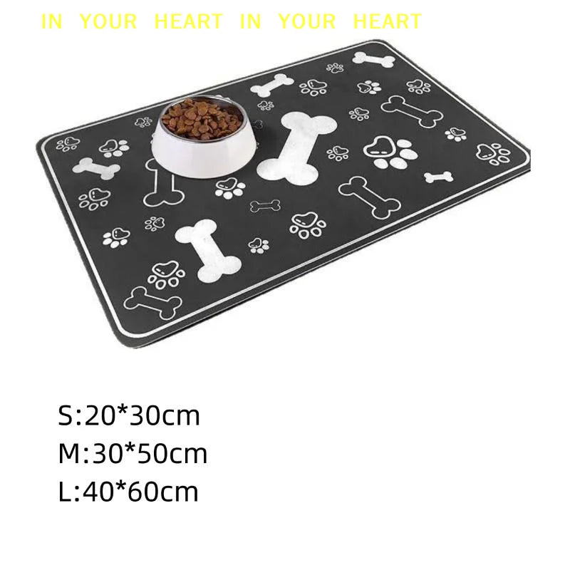 Diatomaceous Mud Absorbent Pet Placemat For Food And Water Bowl With Waterproof Quick-Dry Rubber Backing Non-Slip Home Pet Mat