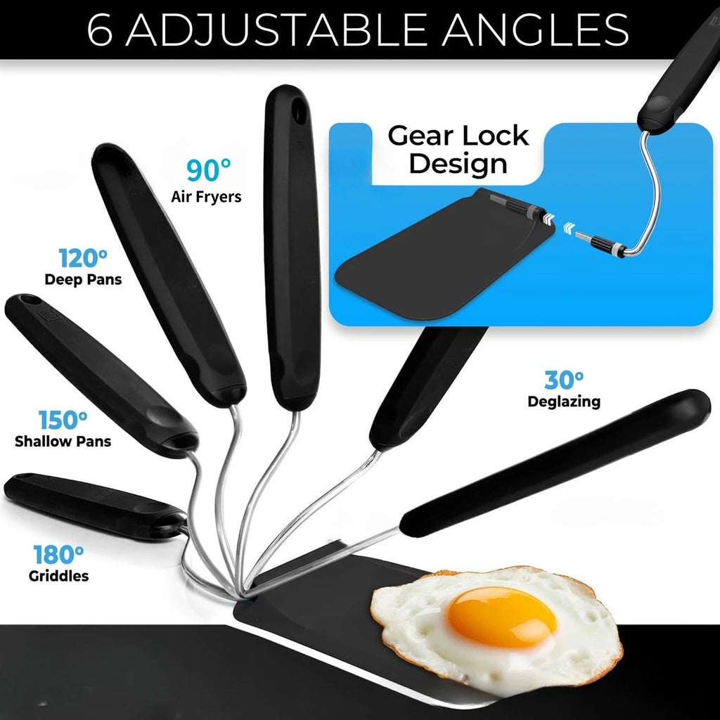 Spatula with Adjustable Angles Spatula for Cooking Fried Eggs, Flip Over, Reusable Non Stick Cookware, Silicone Metal Spatula