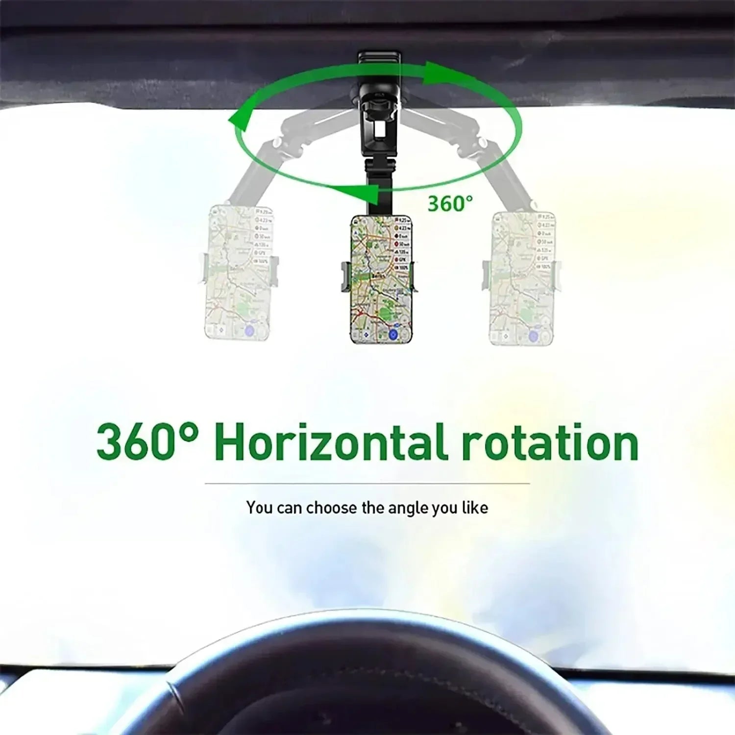 1080° Rotating Sun Visor Cellphone Car Holder Universal Phone Holder Multi-function Mobile For IPhone 7 Inch Support Telephone