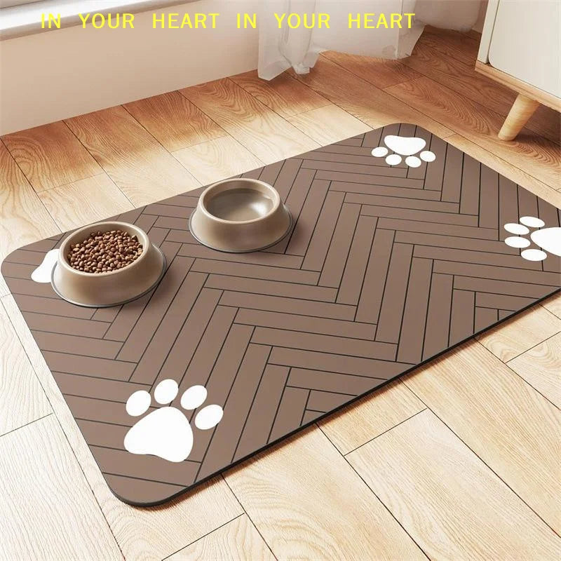 Diatomaceous Mud Absorbent Pet Placemat For Food And Water Bowl With Waterproof Quick-Dry Rubber Backing Non-Slip Home Pet Mat
