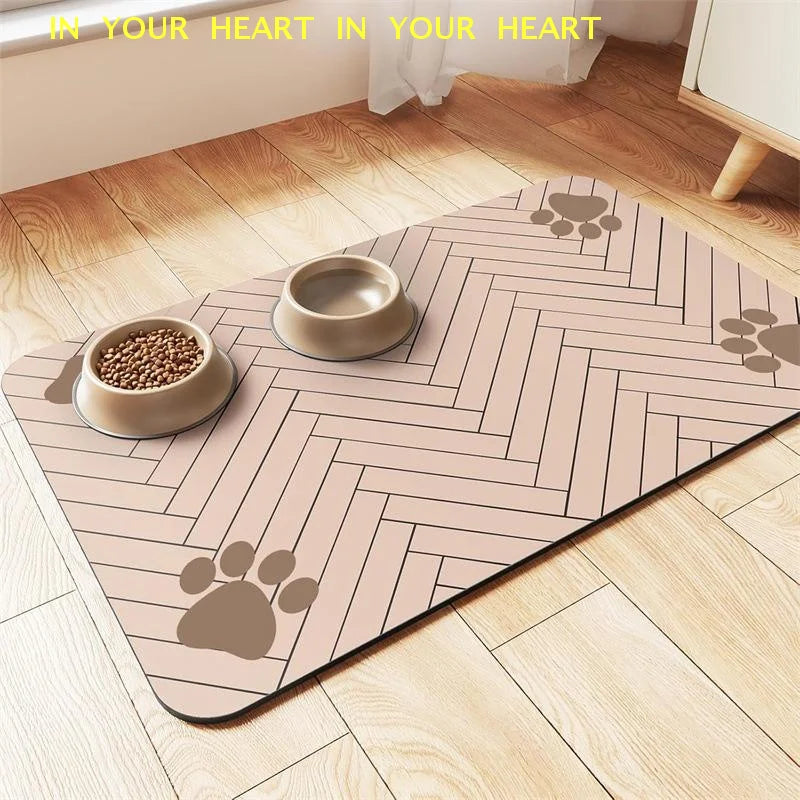 Diatomaceous Mud Absorbent Pet Placemat For Food And Water Bowl With Waterproof Quick-Dry Rubber Backing Non-Slip Home Pet Mat