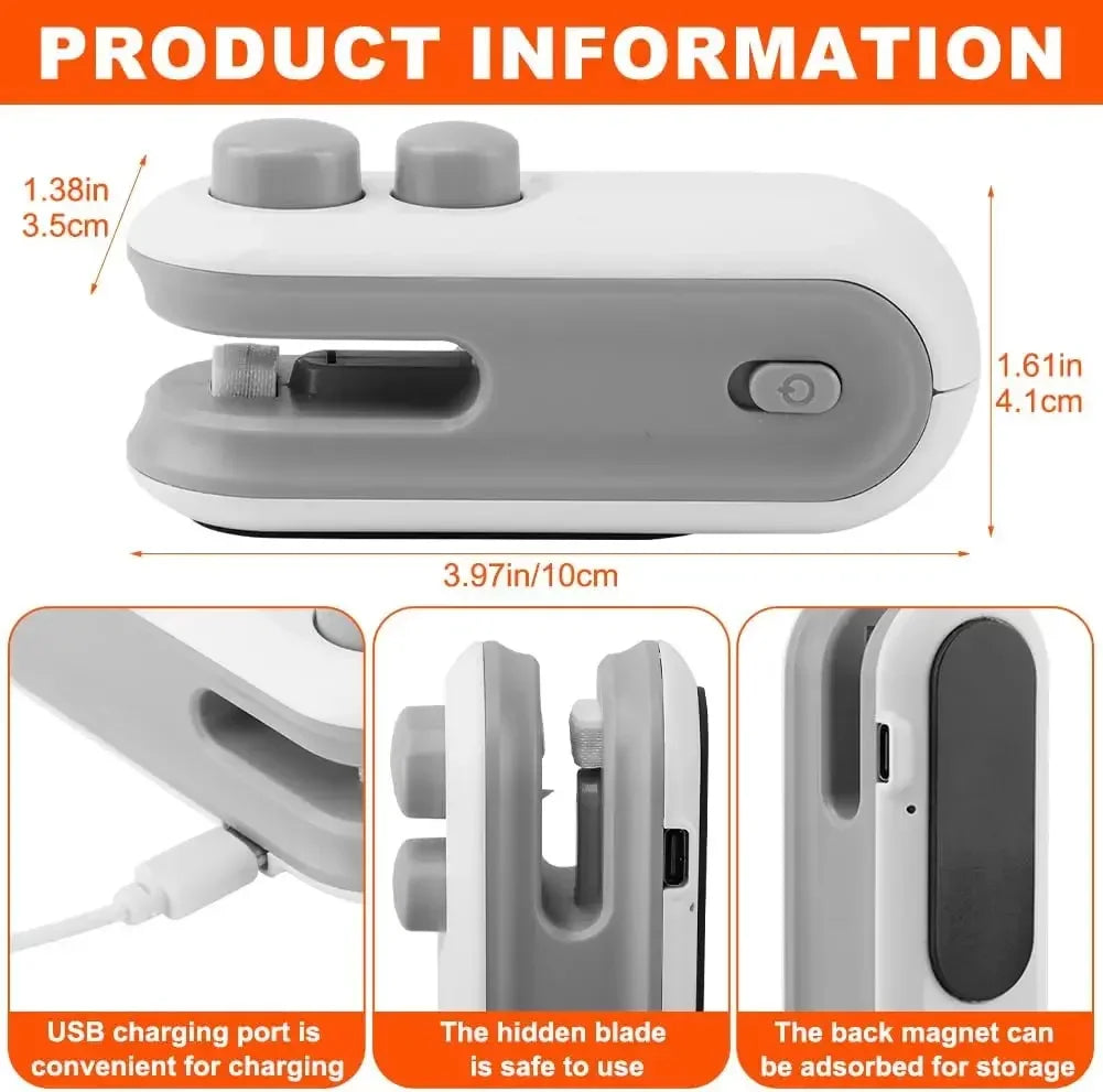 USB  Portable Mini Sealer Sealer Snacks Home Use Rechargeable Sealer Vacuum Sealer Handheld Food Plastic Packaging Heat Sealer