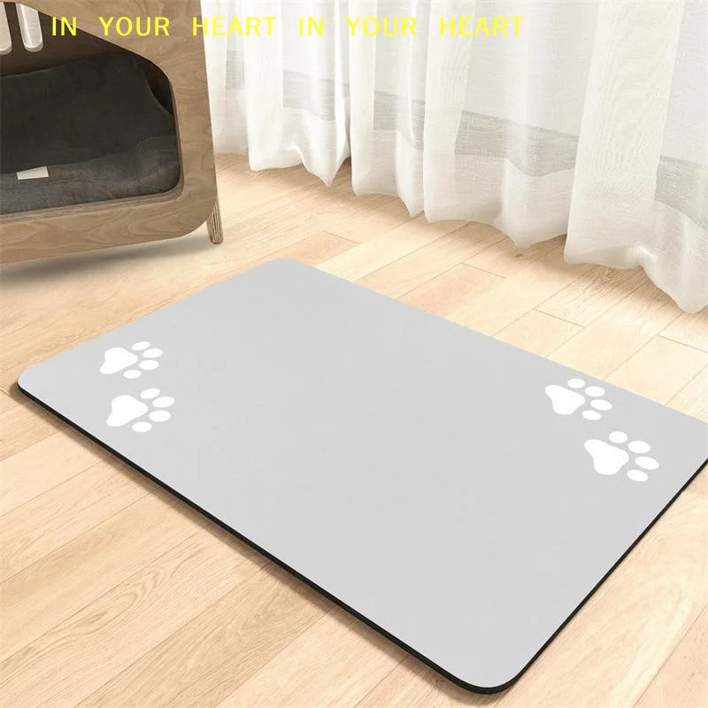 Diatomaceous Mud Absorbent Pet Placemat For Food And Water Bowl With Waterproof Quick-Dry Rubber Backing Non-Slip Home Pet Mat