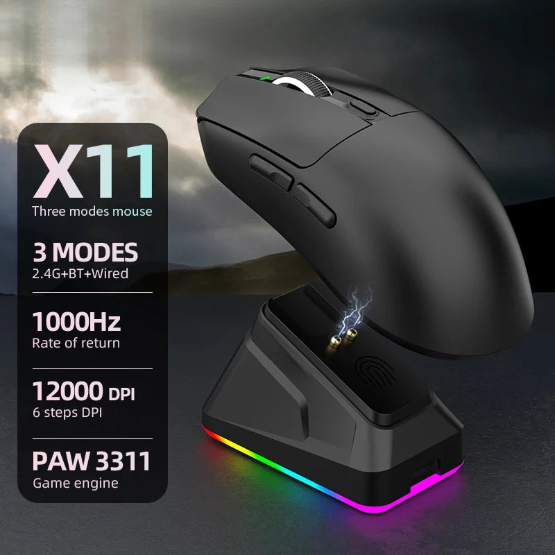 New X11 Bluetooth Wireless Mouse Game Three-Mode E-Sports Laptop PAW311 Desktop Computer Lightweight Magnetic Charging
