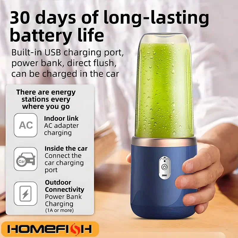 Electric Portable Juicer Blender 400ml USB Charging Fruit Smoothie Maker for Lemon Orange - Compact Juicing Cup Smoothie Blender