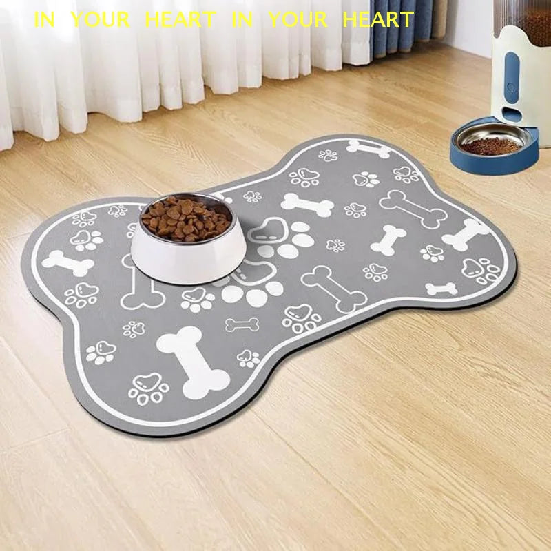 Diatomaceous Mud Absorbent Pet Placemat For Food And Water Bowl With Waterproof Quick-Dry Rubber Backing Non-Slip Home Pet Mat