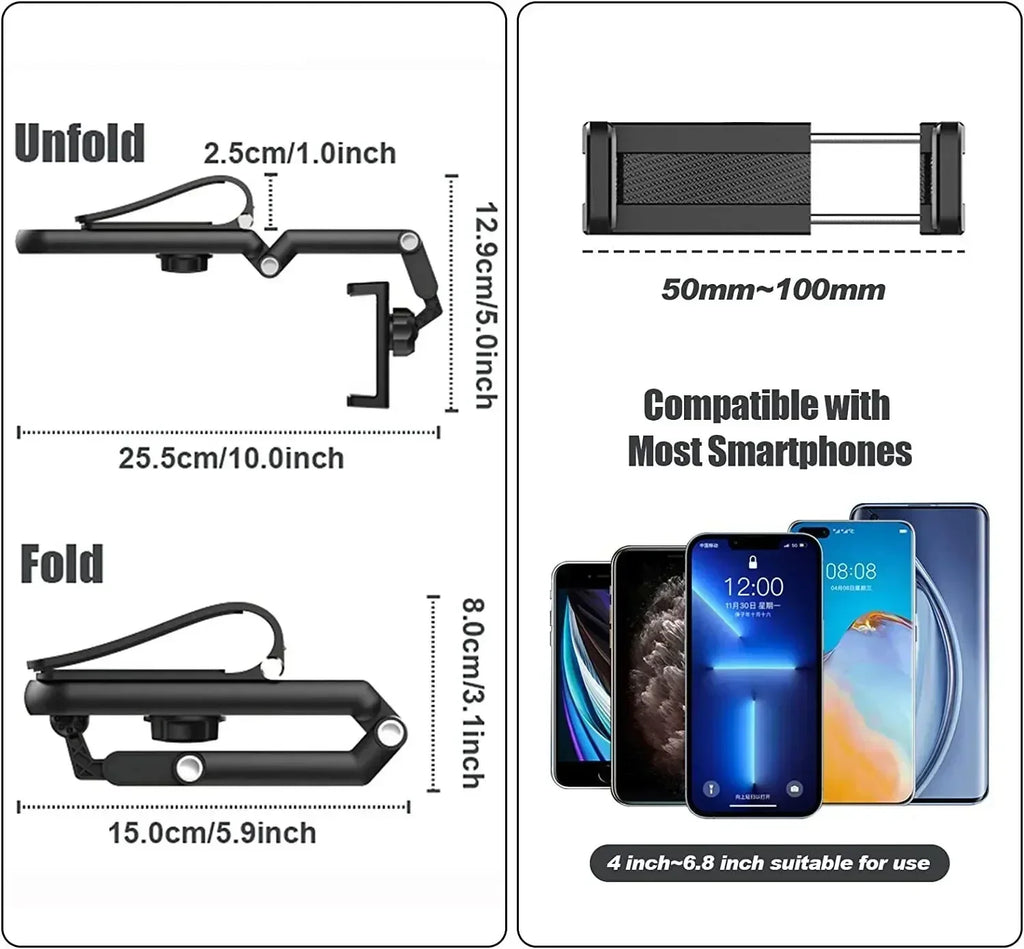 1080° Rotating Sun Visor Cellphone Car Holder Universal Phone Holder Multi-function Mobile For IPhone 7 Inch Support Telephone