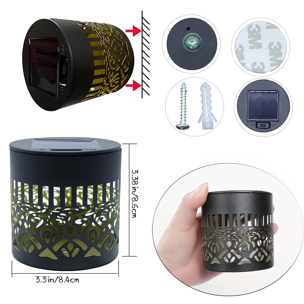 LED Solar Light IP65 Waterproof and Warm Wall Light Suitable for Garden Lawn Camping Steps Greenway Courtyard Night Light