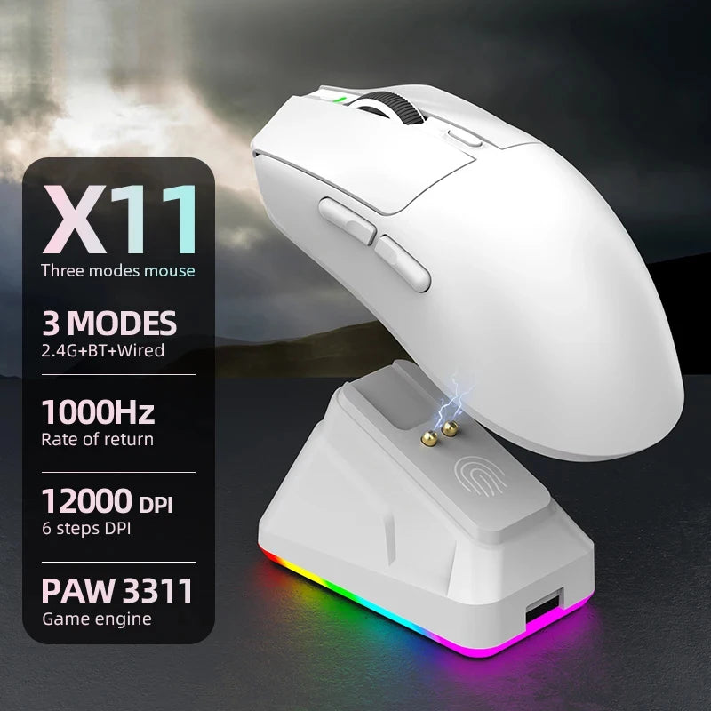 New X11 Bluetooth Wireless Mouse Game Three-Mode E-Sports Laptop PAW311 Desktop Computer Lightweight Magnetic Charging