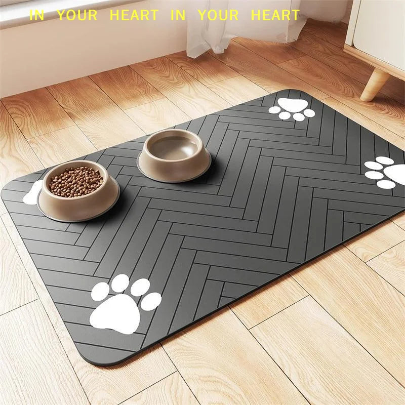 Diatomaceous Mud Absorbent Pet Placemat For Food And Water Bowl With Waterproof Quick-Dry Rubber Backing Non-Slip Home Pet Mat