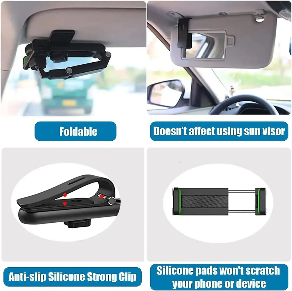 1080° Rotating Sun Visor Cellphone Car Holder Universal Phone Holder Multi-function Mobile For IPhone 7 Inch Support Telephone