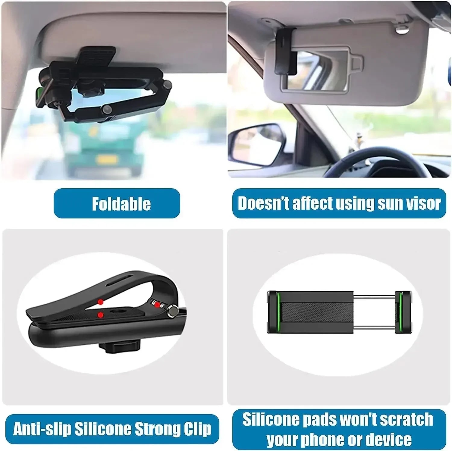1080° Rotating Sun Visor Cellphone Car Holder Universal Phone Holder Multi-function Mobile For IPhone 7 Inch Support Telephone
